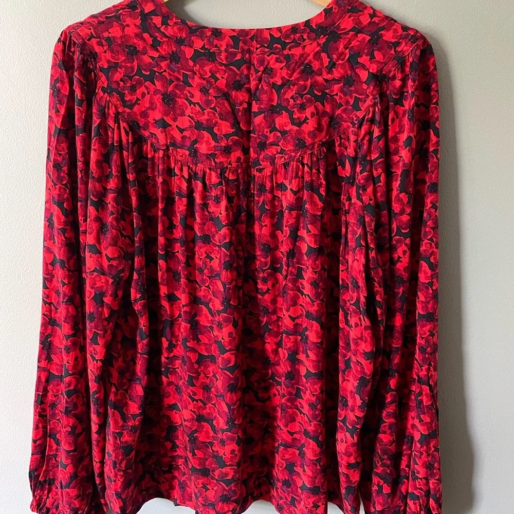 Red Floral Blouse - Picture 3 of 3